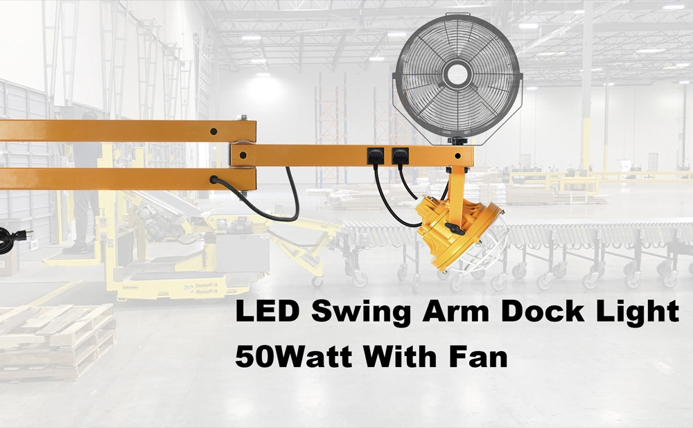 50 Watt LED Swing Arm Dock Light with Fan